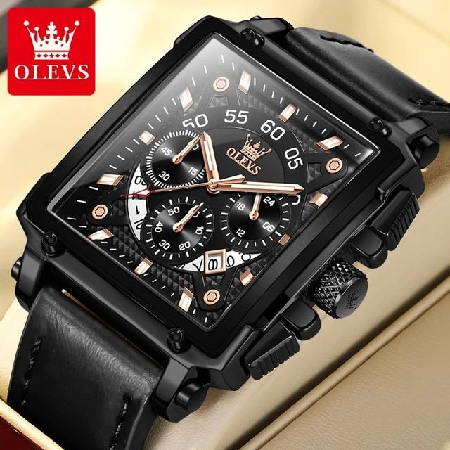 New Olevs 9919 Stone Gifts Waterproof Digital Sports Luxury Genuine Leather Strap Watches Men Wrist Men Japan Quartz Watch