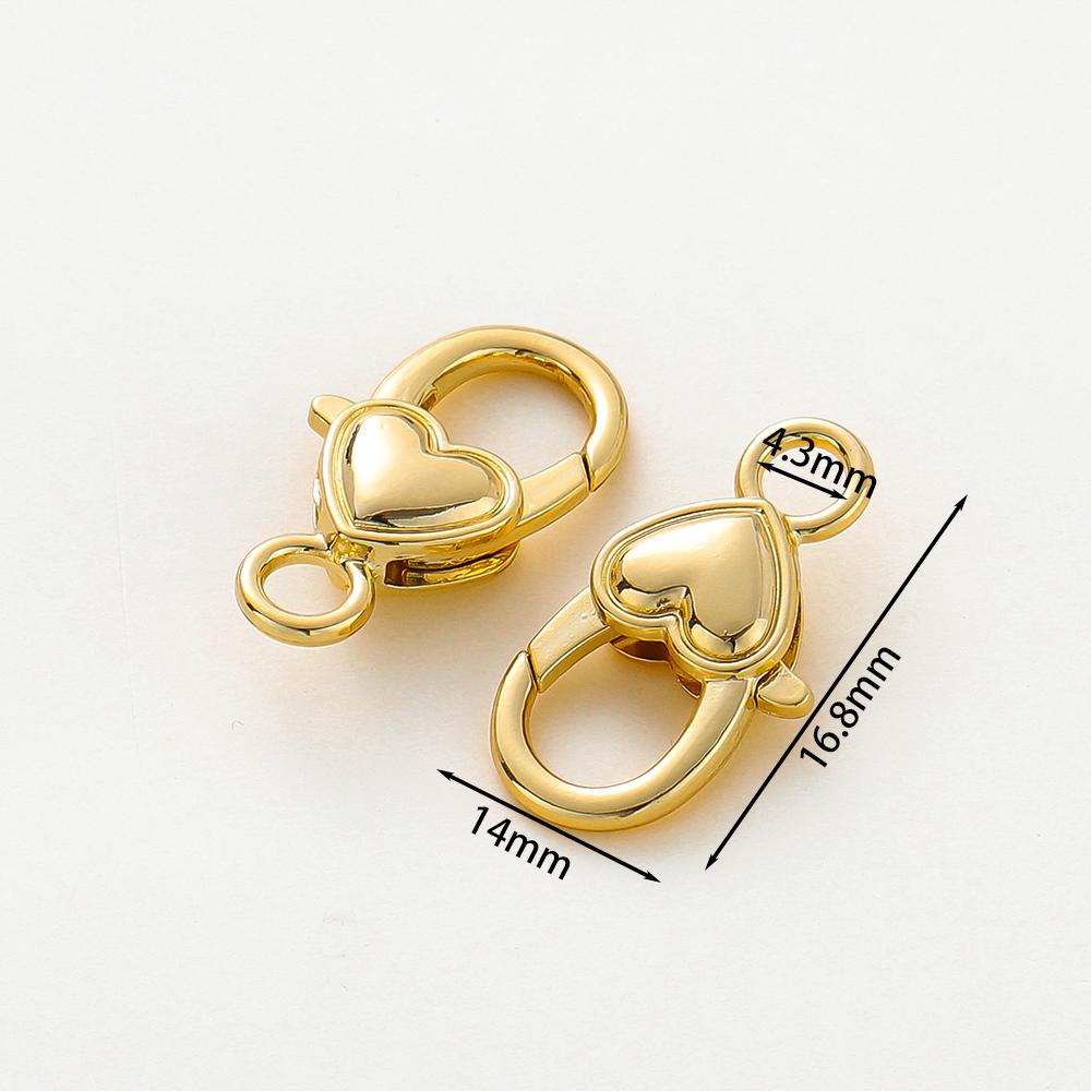 5pcs/lot14K 18K Gold Color Heart Lobster Clasps Connectors Charm Extender Clasps For DIY Necklace Jewelry Crafts Accessories
