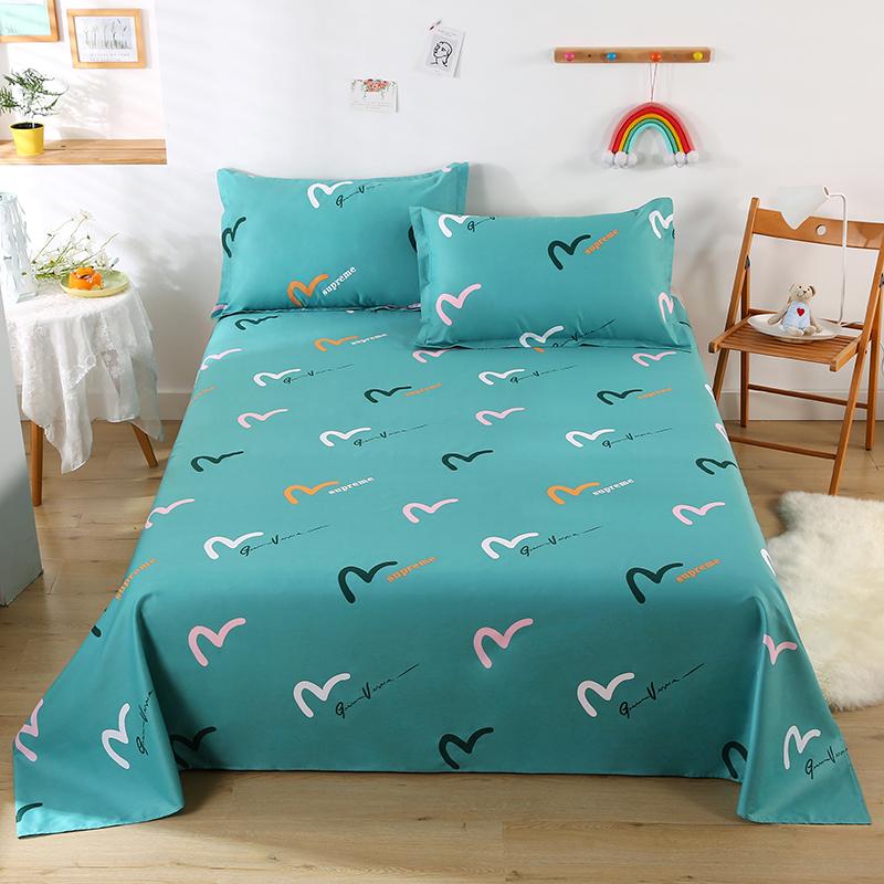 3Pcs Botanical Floral Pattern Bed Sheet Set 100% Cotton Skin-friendly Breathable Bedsheet Sets Home Flat Sheet with Pillowcases