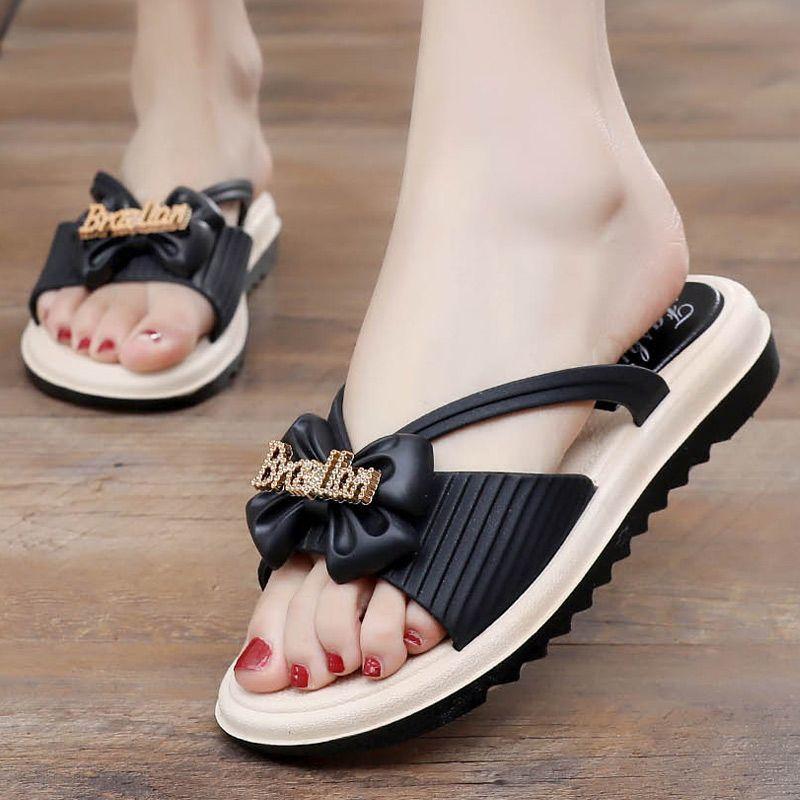 

Fashion Woman Slippers Outside on Beach Sandals With Bow Platform Shoes for Women Designer Luxury Korea Style Pvc New Collection Slides 40