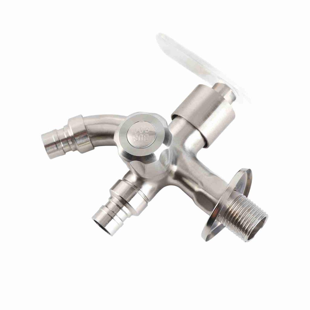 Kran Wodny Gwint Męski G1/2 Podwójne Wyjście Stal Nierdzewna Bateria Wodna do Ogrodów Pralek
