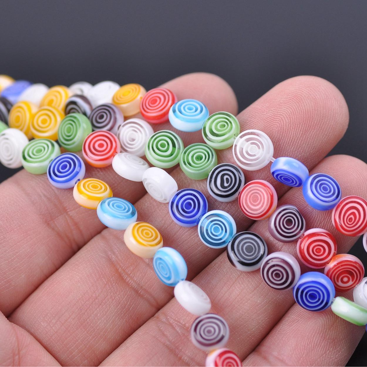 

Плоская круглая форма Смешанный узор из кругов 8мм 10мм 12мм Стеклянные бусины Миллефиори для DIY поделок Изготовления ювелирных изделий Фурнитура 8mm-50pcs
