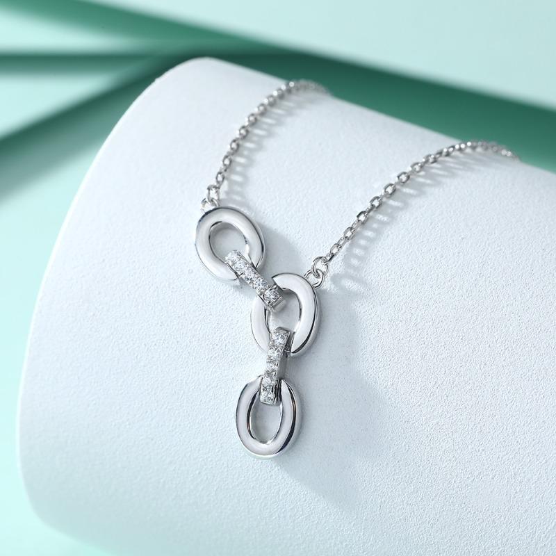 Three-ring Ring Pendant 925 Silver Chain Necklace Female Niche Design Versatile Foreign Trade Personality Sterling Silver Clavicle Chain INS