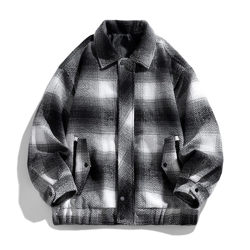 Velvet Warm Retro Plaid Casual Men's Zipper Jacket - 2025 Winter Collection