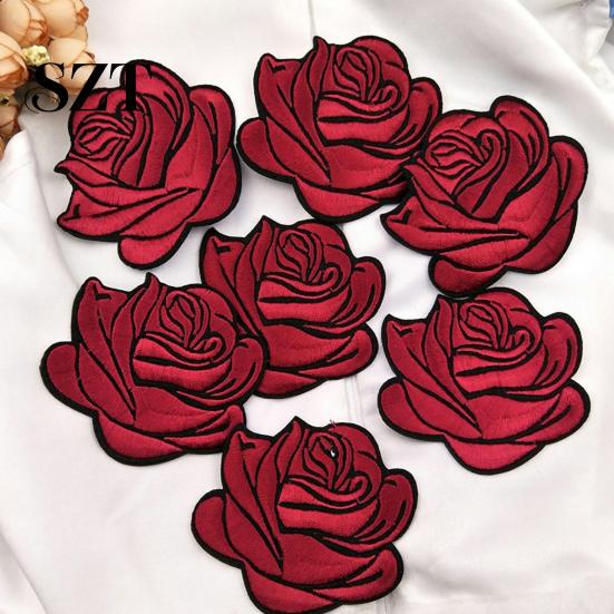 Aufnäher Kleideraufnäher Rose Aufbügler Stoffblume Abzeichen Zubehör für Kleidung Applikation