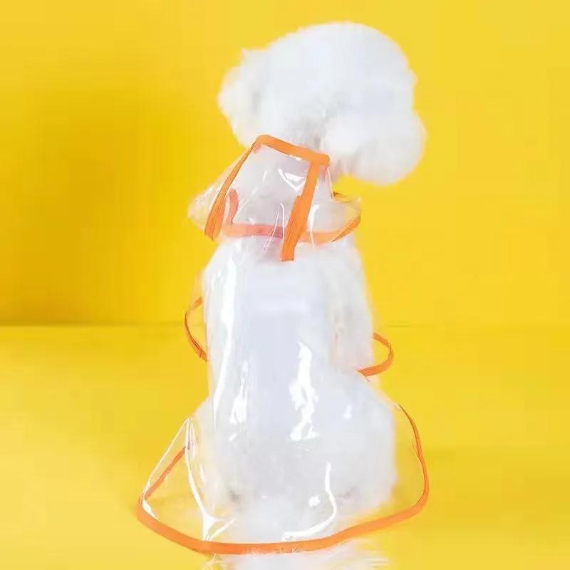 

Прозрачный плащ для собак и щенков, дождевик с капюшоном для домашних животных, водонепроницаемая куртка, одежда из мягкого ПВХ, дождевик для маленьких собак, дождевик для щенков, пончо от дождя 6XL оранжевый