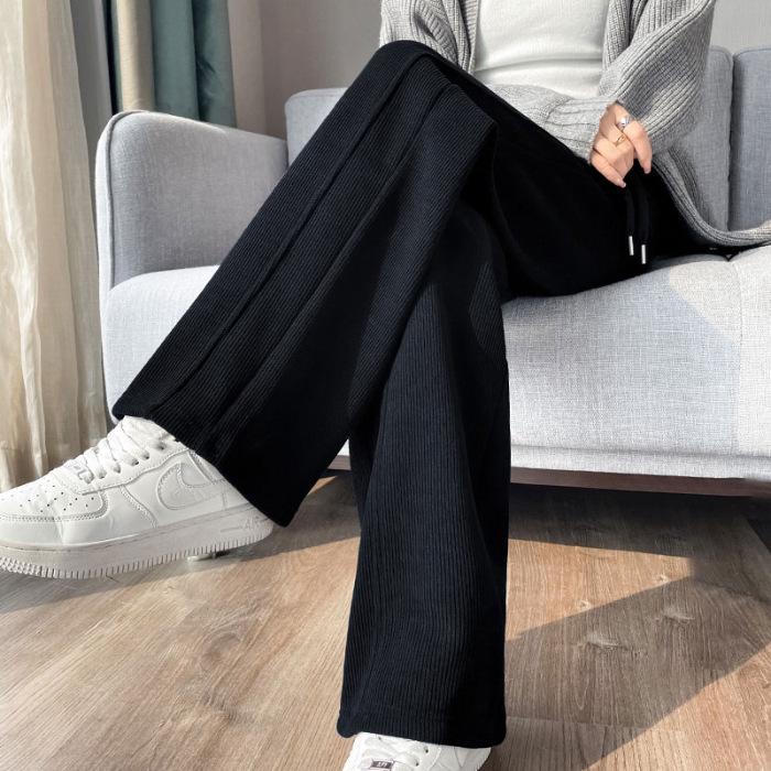 

European Cotton Fleece Silver Fox Lined Pants: Narrow & Wide Leg Options, Women s Autumn/Winter Straight Leg Trend. 2XL