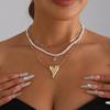 Artistic Irregular Heart Star Imitation Pearls Alloy Necklace Multi Layer Neckchain For Unique Fashion Accessories