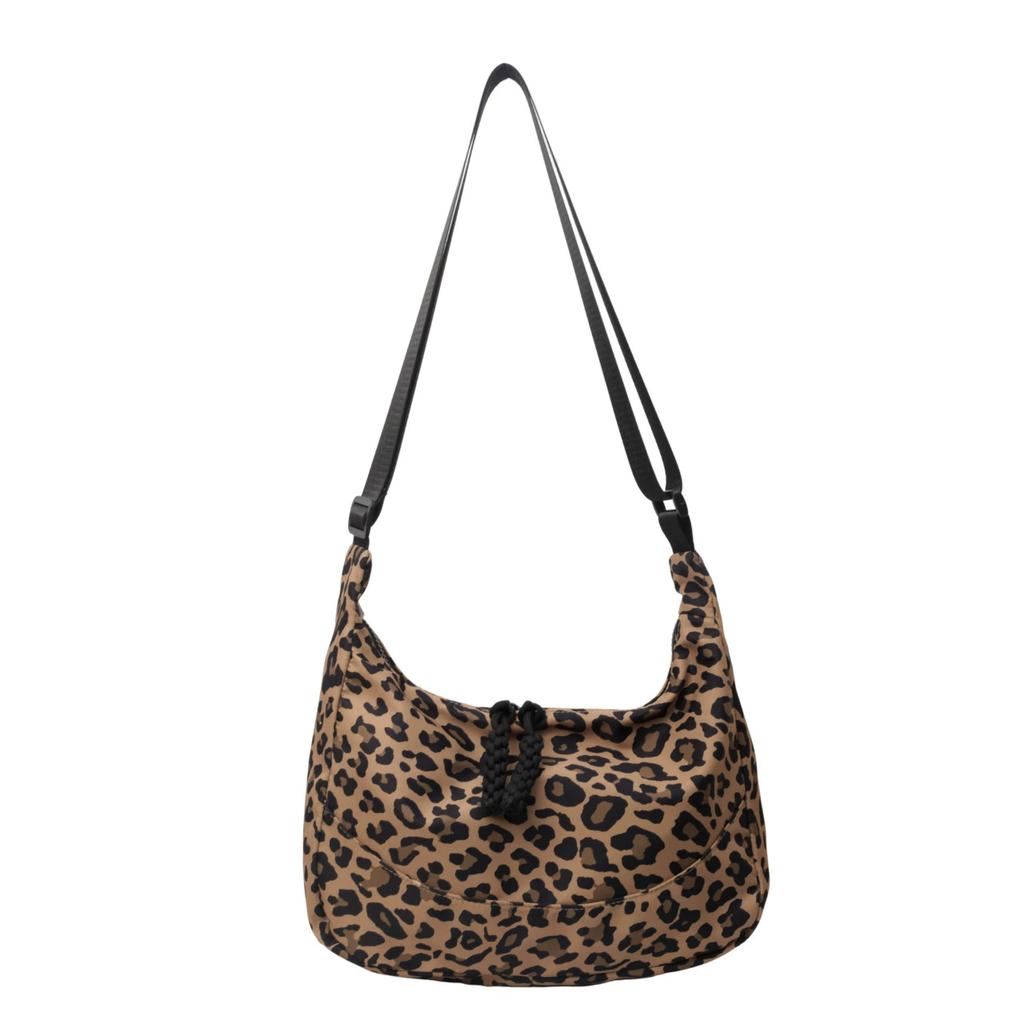 Women's Fashion Leopard Print Crossbody Bag, Large Capacity Zipper Shoulder Bag, Casual Versatile Daily Commuting Purse