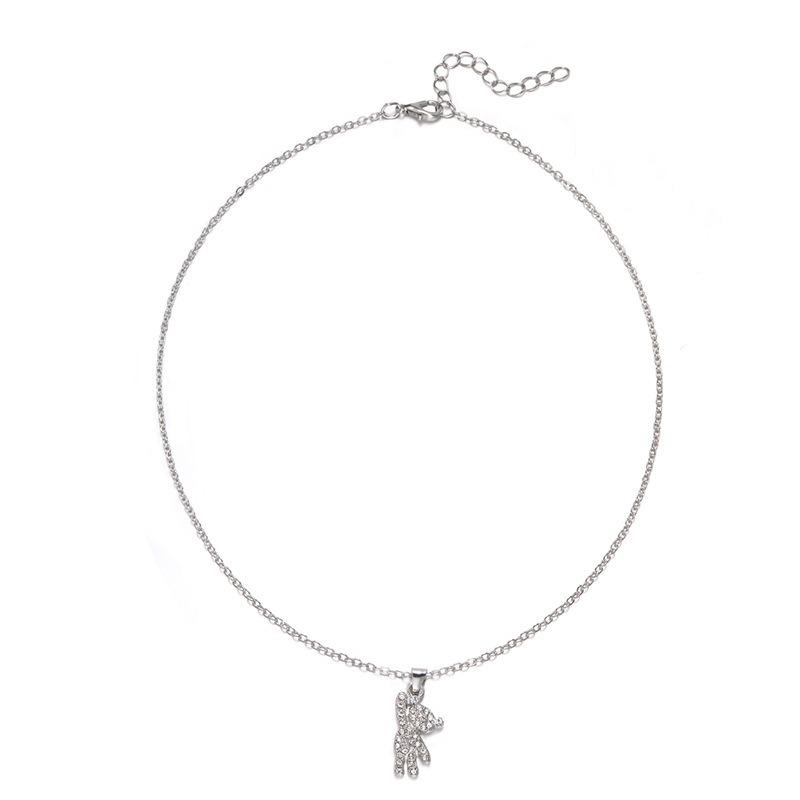 Autumn New Accessories Fashion Alloy Diamond Pendant Women's Cute Animal Bear Necklace