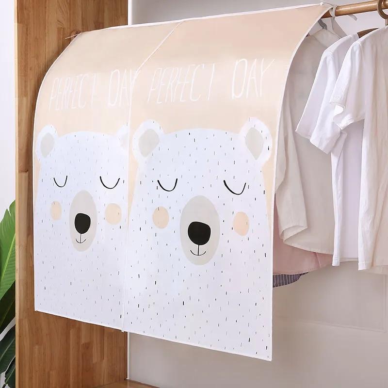 Big Capacity Cartoon Print Pattern Clothes Dust Cover Wardrobe Moisture-proof Storage Cover Frosted Translucent Dust Cover Cloth