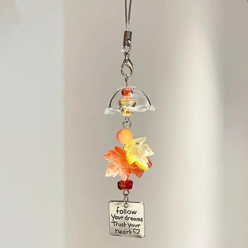 Transparent Snowflake Christmas Tree Cute Leaves Wind Chime Pendant Mobile Phone Lanyard Kawaii Bag Decor Gifts