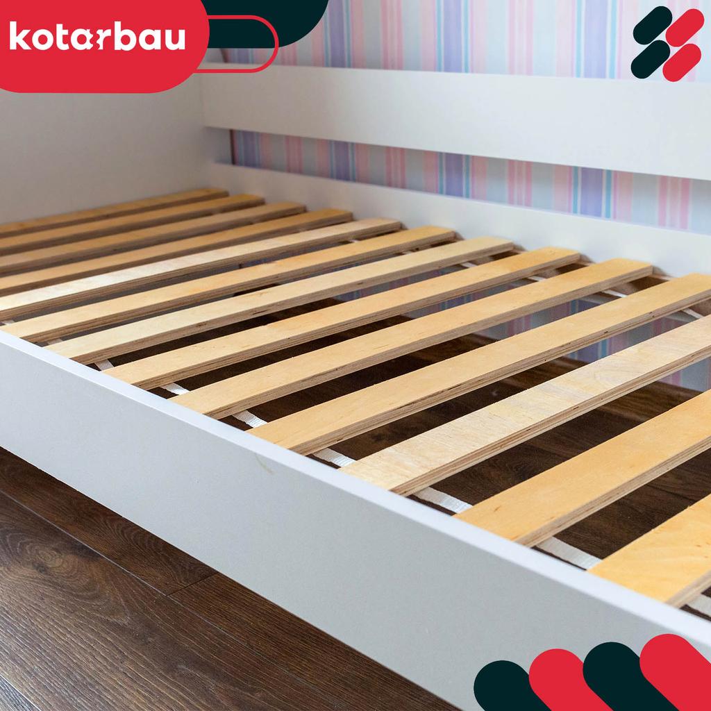 Wooden Bed Frame With Slats On A Mattress Strap 100 X 200 Cm
