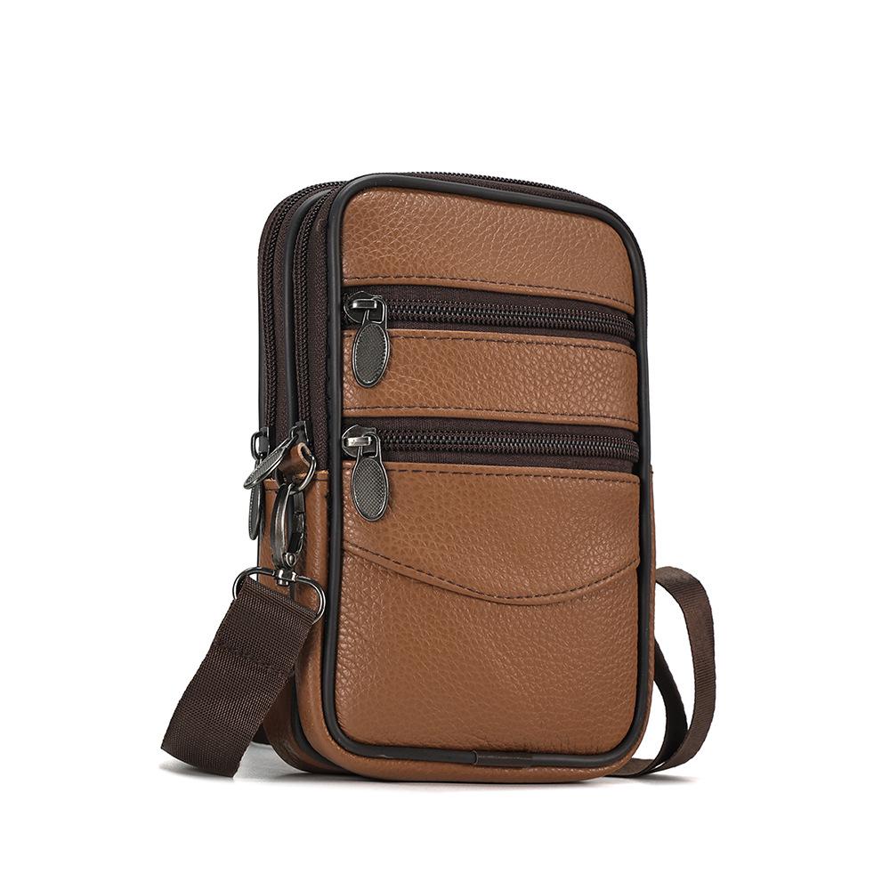 Men's Genuine Leather Crossbody & Waist Bag - Retro Vertical Minimalist Style
