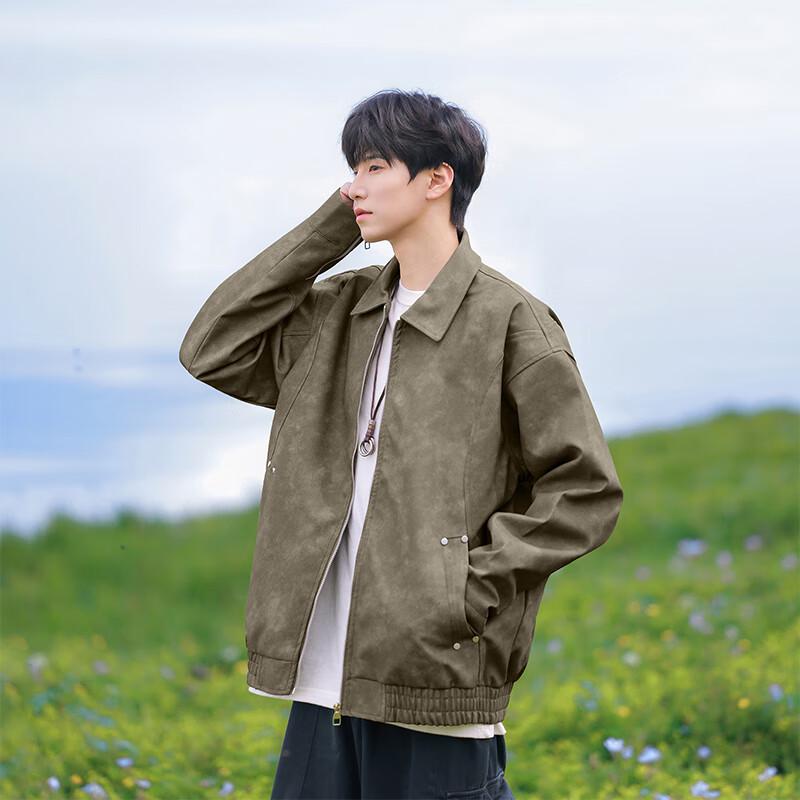 

Мужская куртка VUUG с лацканами Maillard из искусственной кожи 3XL