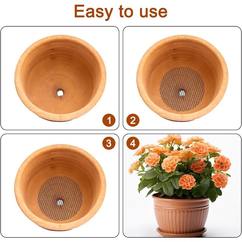 50 Piece Pot Hole Screen Mat, Round Drainage Hole Screen To Prevent Soil Loss, Plant Drainage Screen Gasket, Gardening Supplies
