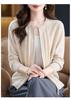 New Women's Loose-Fit Pure Wool Zipper Cardigan - Spring/Autumn