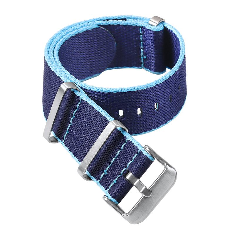 Fashion Watchband Stripe Replacement Men Women Nylon Watch Band with Silver Pin Buckle 20mm 22mm Strap for Rolex Band for Omega