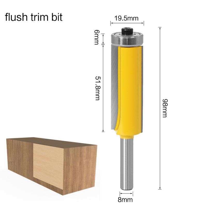 1/2pc 8mm Flush Trim Pattern Router Bit Top & Bottom Bearing Bits Milling Cutter For Wood Woodworking Cutters