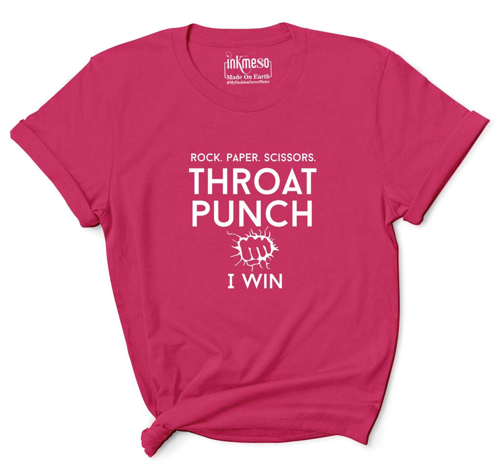 Inkmeso Tee For Womens    Rock. Paper. Scissors. Throat Punch I Win   Funny 80s 90s Retro Graphic