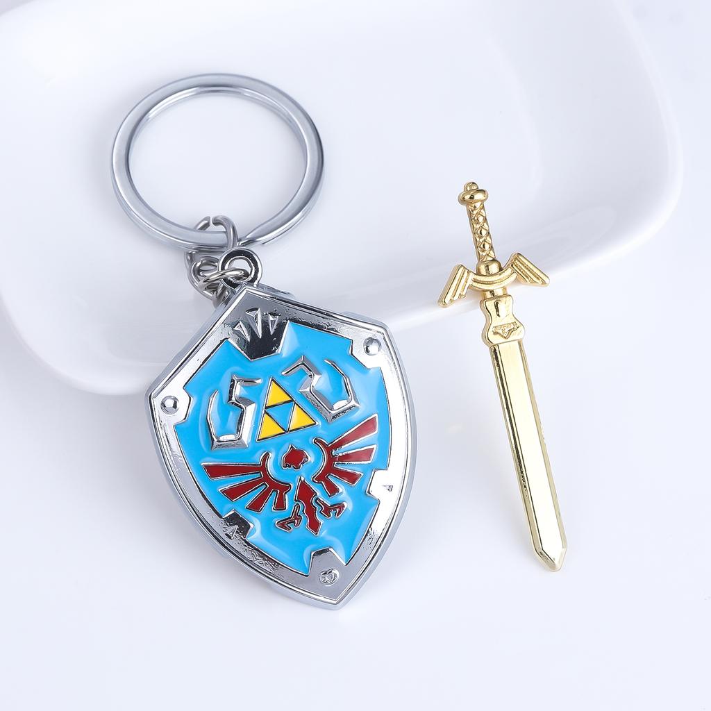Game Sword And Shield Keychain Pendants Series Hylian Shield Master Sword Metal Pendant Game Peripheral Cosplay Props