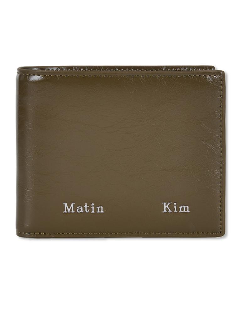 Matin Kim Steel Logo Business Wallet In Khaki