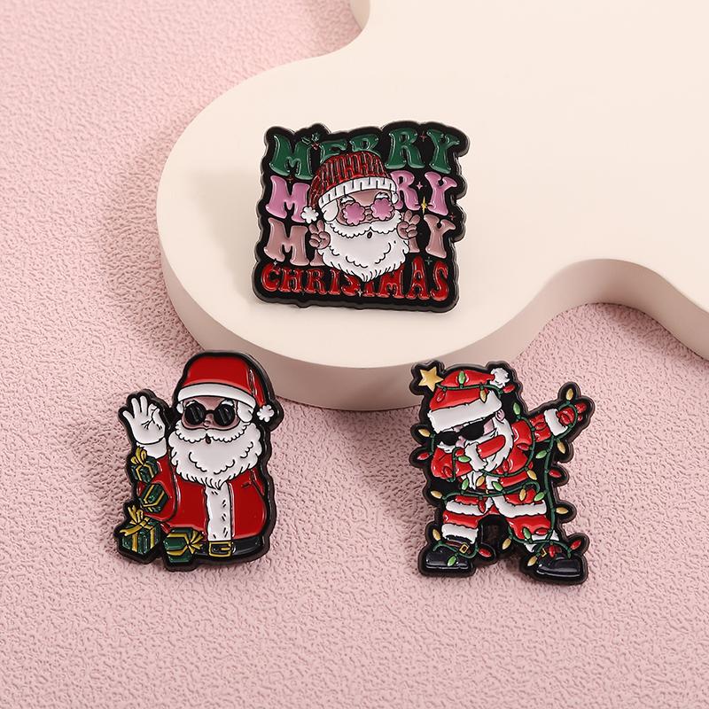 Christmas Series Enamel Pins Gingerbread Cookies Santa Claus Snowman Elk Drink Brooches Lapel Badge Fashion Jewelry Gifts