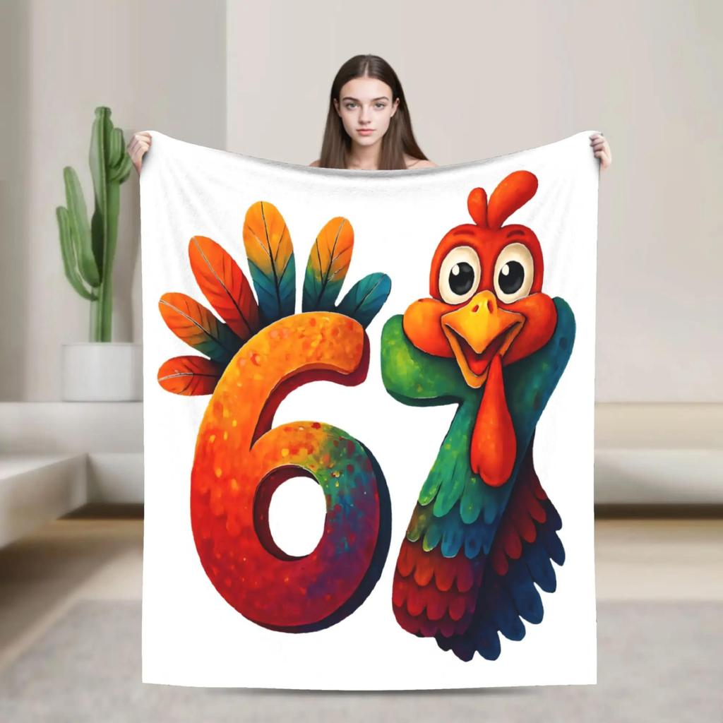 Six Seven Meme Heartbeat Plush Flannel Throw Blanket for Students Super Soft Bedspread Design for Outdoor Indoor Use