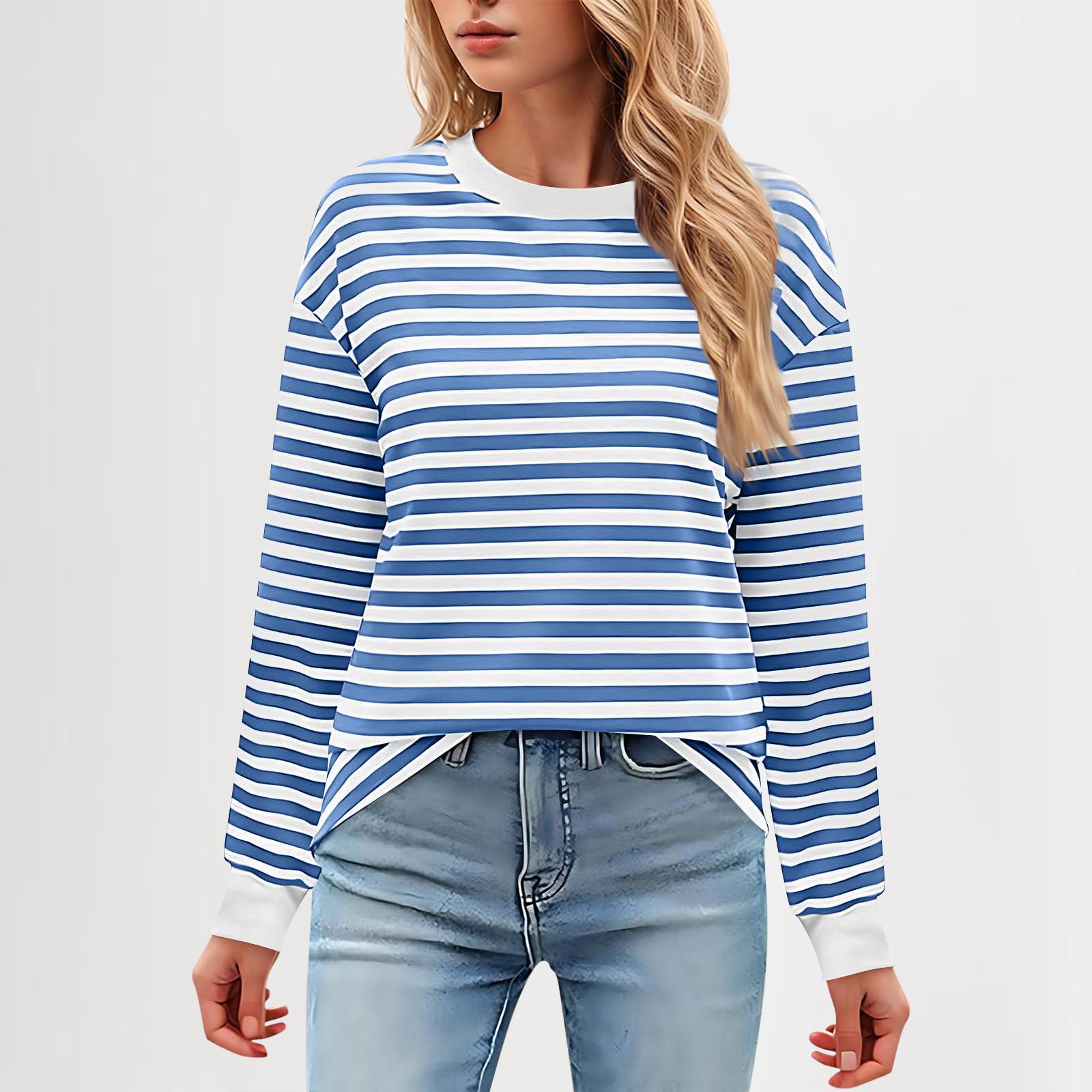 

Женская повседневная туника, свободный топ с длинными рукавами и полосатым воротником XL