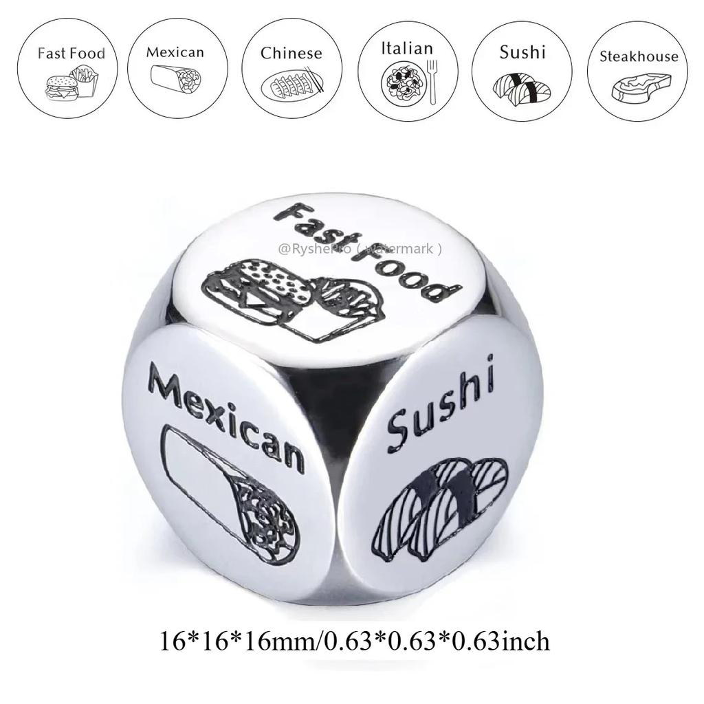 1pc Food Decision Dice Anniversary Date Night for Couple Stainless Steel Food Determine Dice Set Men Women Birthday Wedding Gift