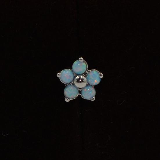 1Pc Women Titanium Steel Faux Opal Flower Labret Lip Ring Ear Stud Helix Jewelry