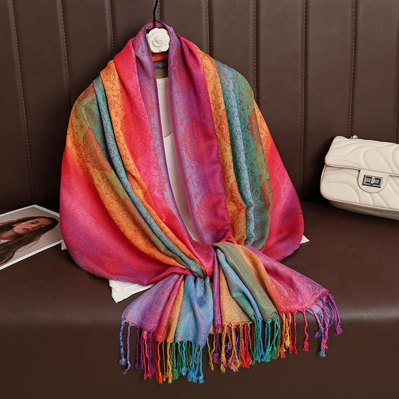 Luxury Brand Cashmere Women Scarf Printed Winter Warm Shawl and Wraps Pashmina Bandana Long Jacquard Paisley Female Foulard