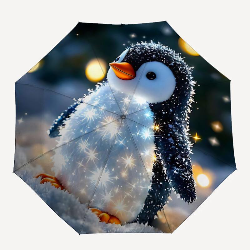 

1pc Penguin Lights Automatic Open/Close Umbrella with Folding feature Compact Travel Umbrella, Lightweight design, for Commuting135