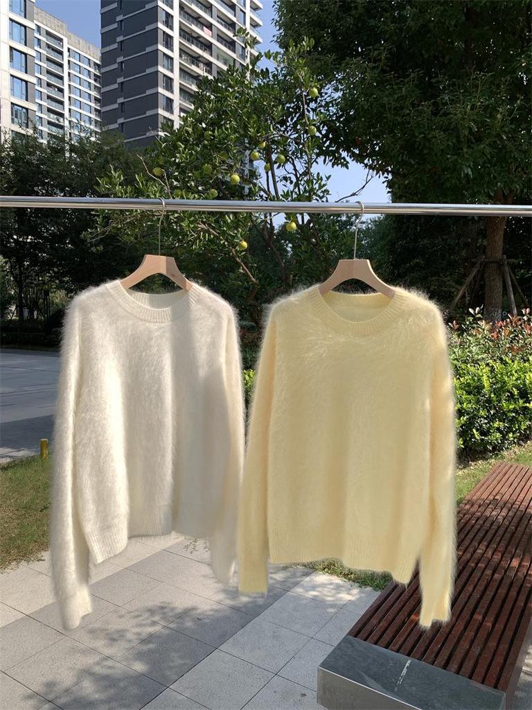 Women's Thick Mink-Like Plush Sweater - Cozy Autumn/Winter Knitted Pullover