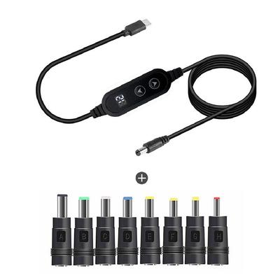 PD USB-C To DC 5V/9V/12V/15V/20V Multi-Voltage Adapter Cable Laptop Display 8 Connectors LED Fo L4V7