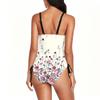 Swimsuit for Women with Floral Print Scoop Neck Adjustable Side Tie Bathing Suit Soft Fabric Swimwear