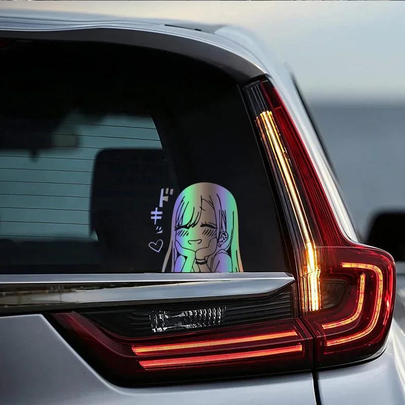18x17cm Cute Anime Girl Car JDM Sticker Auto Body Bumper Windows Motorcycle Laptop Walls Vinyl Film Decal Car Tuning Accessories