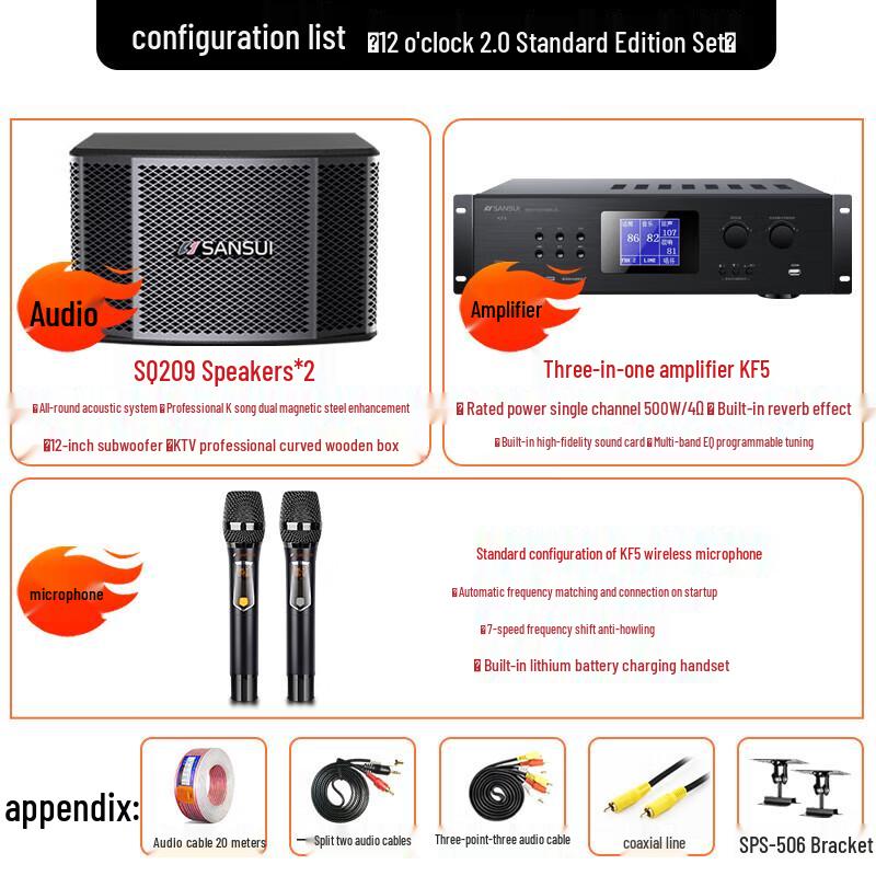 SANSUI SQ209 Home KTV Audio System CN Plug (adapter Included)