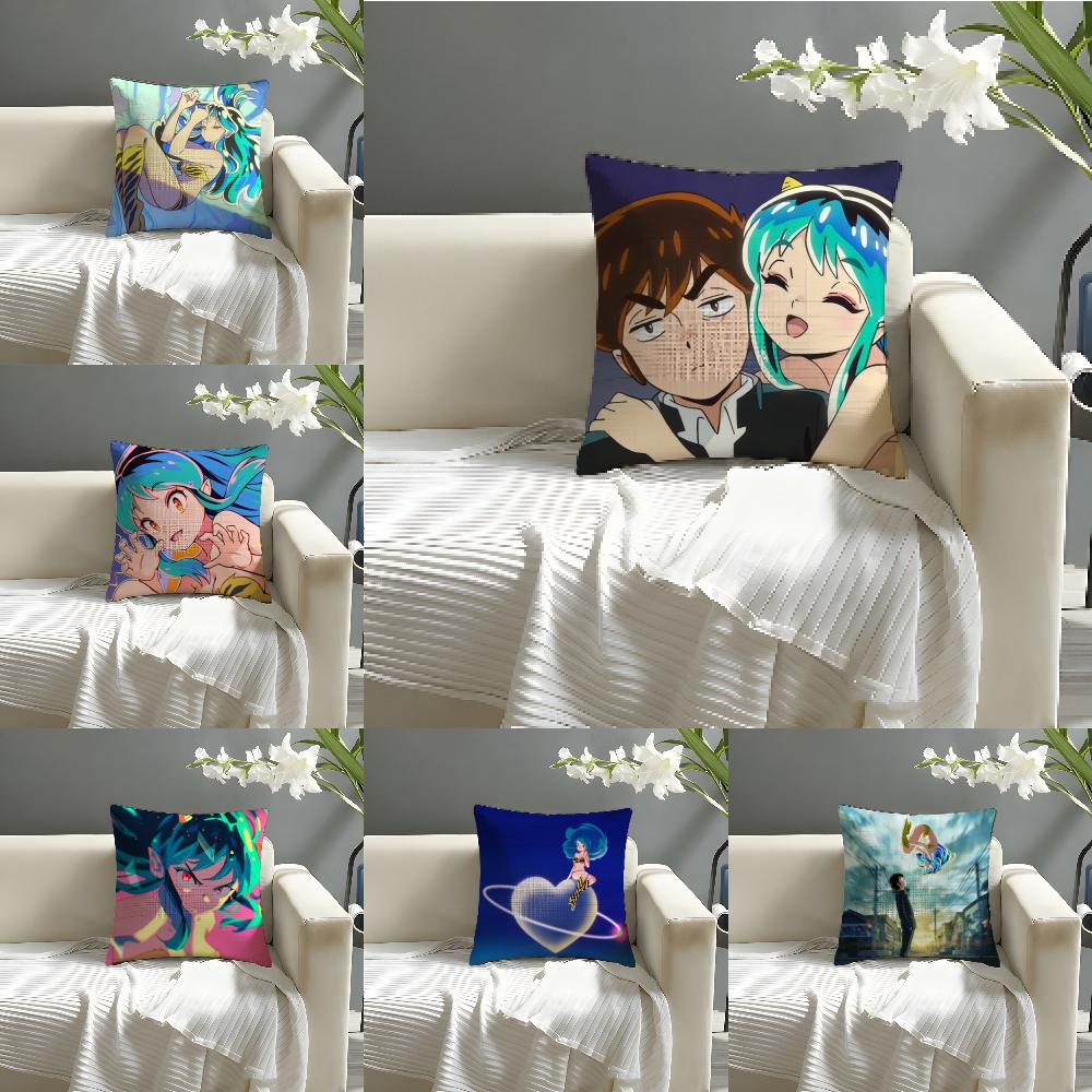 Uurusei Yyatsura Anime Game Pillow Case Natural Linen Organic Fabric DoubleSided Printing Sofa Home Decor Cushion Cover