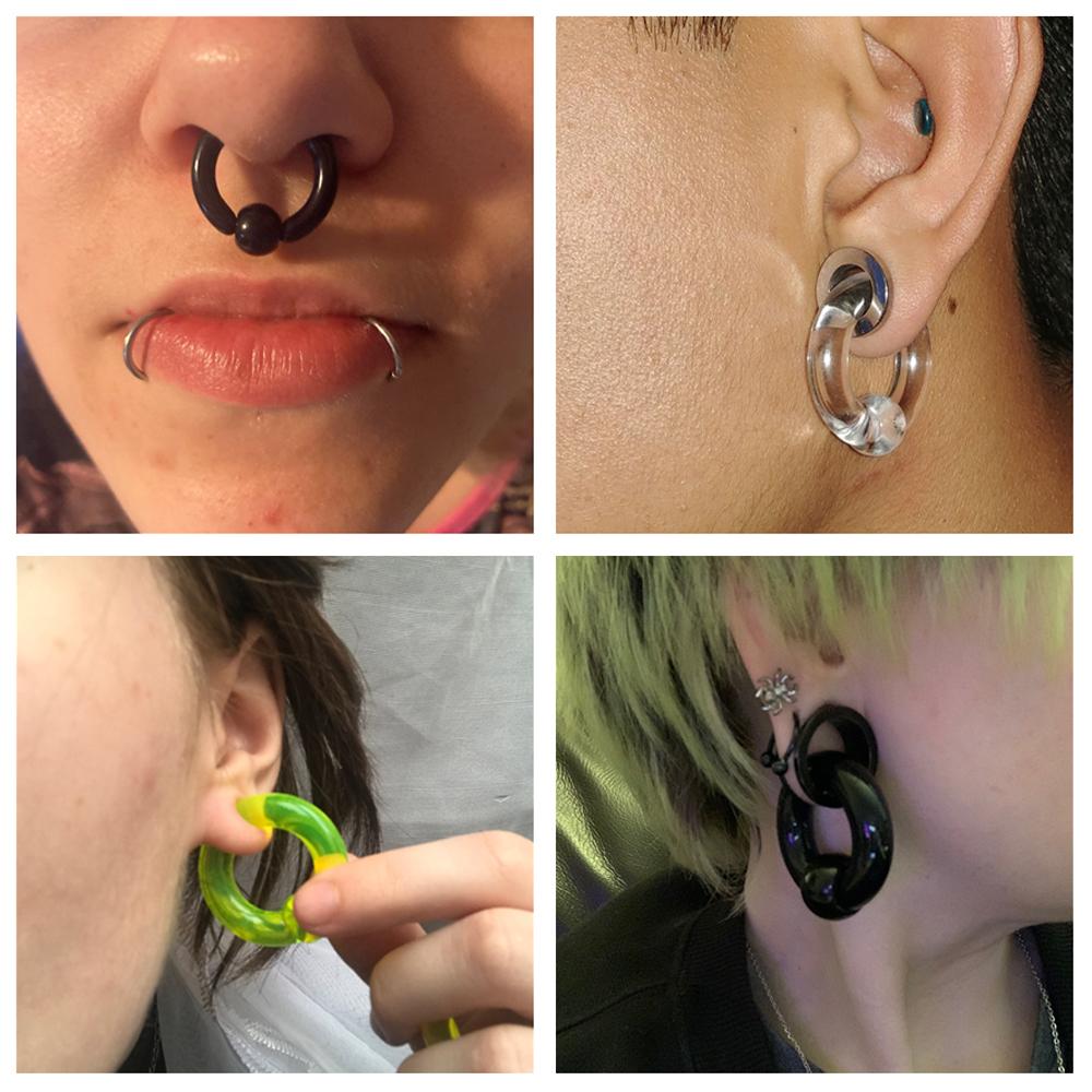 2 Pezzi Anello BCR Acrilico Grande Misura Anello con Sfera Catturata Tunnel per Orecchio Tappo Espansore Calibri Anello per Setto Nasale Orecchino Piercing Gioielli per il Corpo