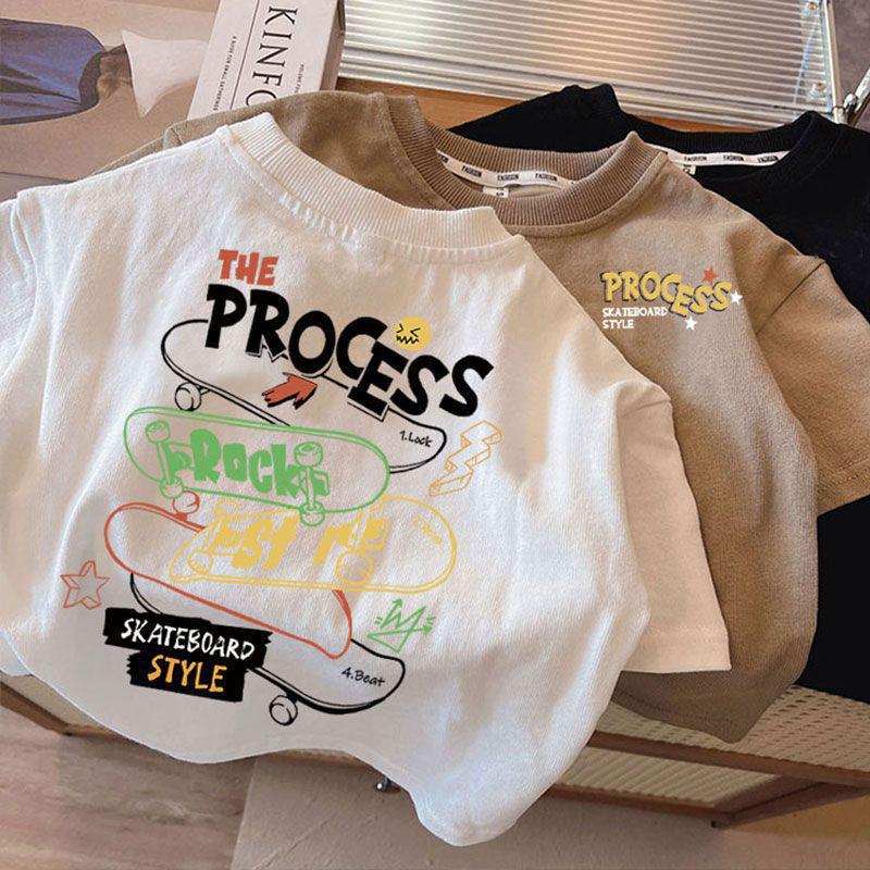 2024 Sommer Jungen Reines Baumwoll Kurzarm T-Shirt - Dünner Stil Oberteile für Kinder