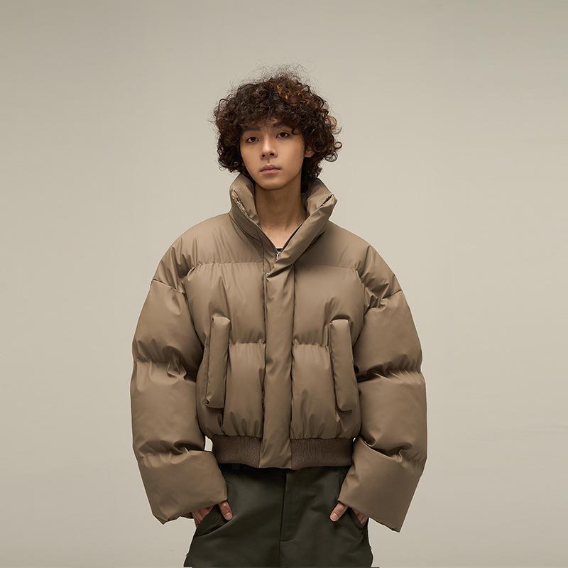 Men s Retro American-Style Brown Cotton Winter Jacket - Simple Outerwear Double Extra Large коричневый