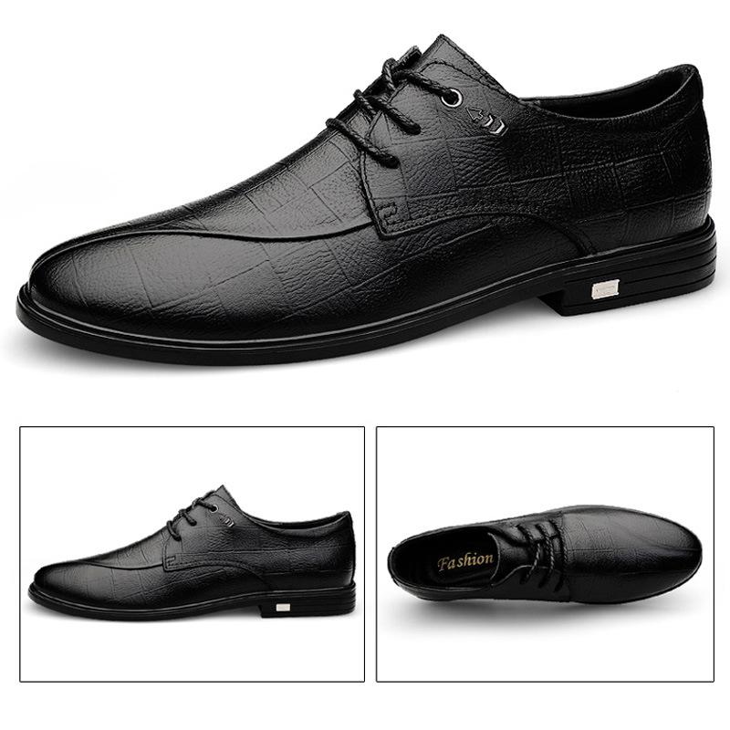 Business-Freizeitschuhe Lederschuhe Britische niedrig geschnittene Schnürschuhe weich gefederte Hochzeitsschuhe Britische Freizeitschuhe