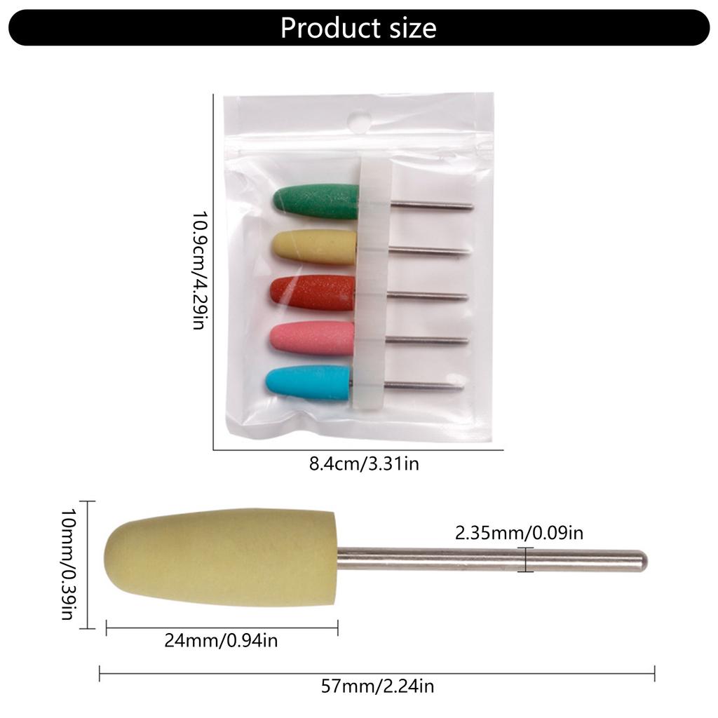 5pcs Silicone Nail Sanding Heads Practical Nail Drill Bit Nail Accesories For Polishing Shaping And Smoothing Nail