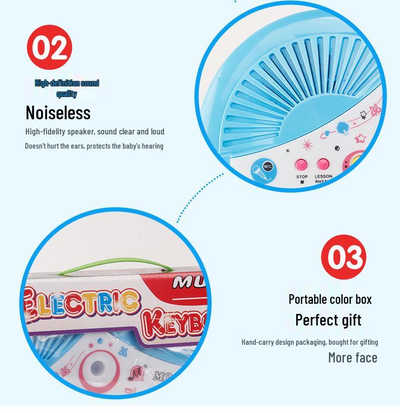 37-Key Children's Educational Electronic Keyboard with Microphone - Girls' Music Piano Toy