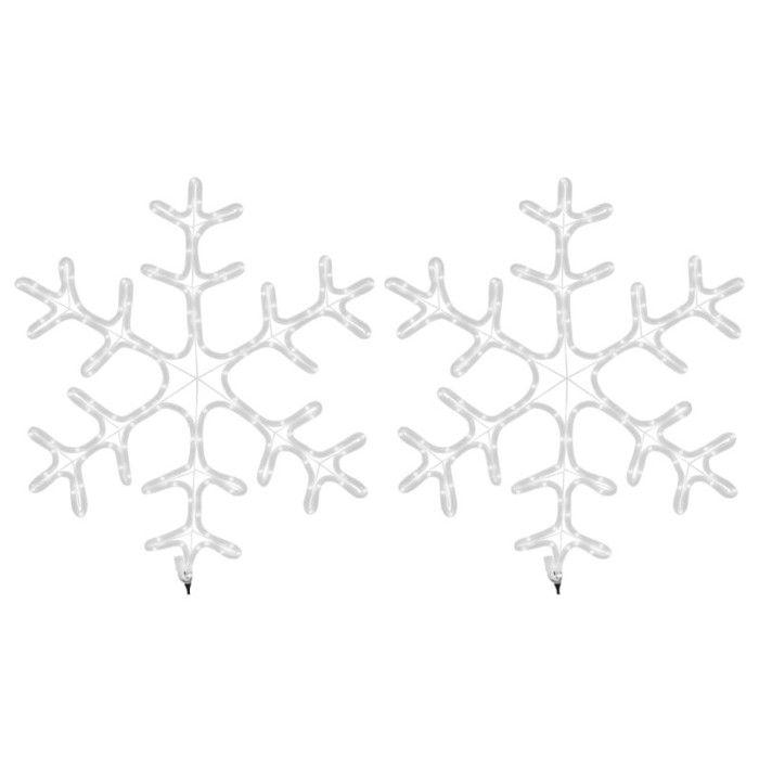 VidaXL 2x Flocons de Neige de Noël avec LED Décoration de Noël Ornement de Vacances Décoration de Fête Salle de Séjour Blanc 3154291