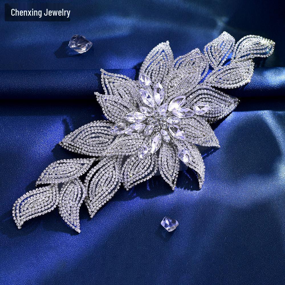 

Chenxing CX455 Свадебная повязка на голову со стразами - Ручная работа, плетеное украшение для волос в виде листьев