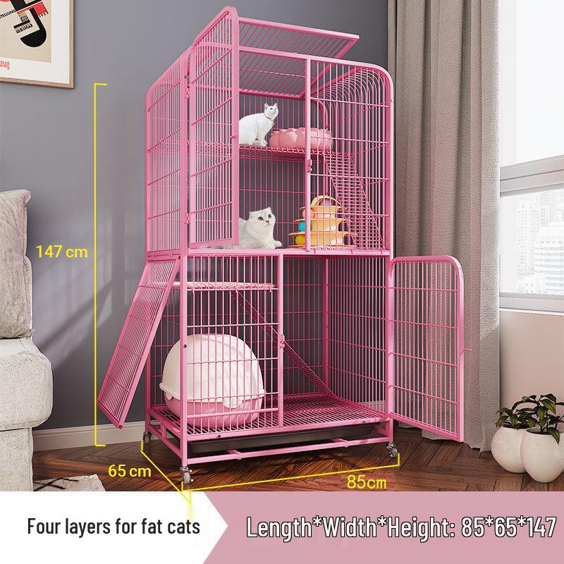 Cat Villa with Integrated Litter Box - Spacious, Secure Indoor Cage for Cats