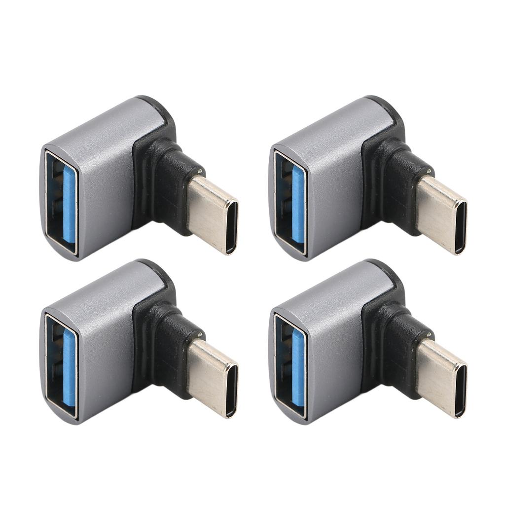 4pcs Right Angle USB C To USB Adapter 10Gbps High Speed 90 Degree Usb Female To Type C Male Adapter