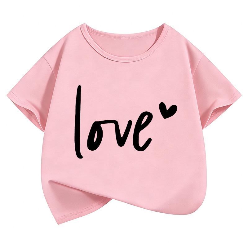 New Love Heart Printed Design T Shirts Short Sleeve Kids Children's T-shirt Boys Girls Summer Spring Casual Top Tee